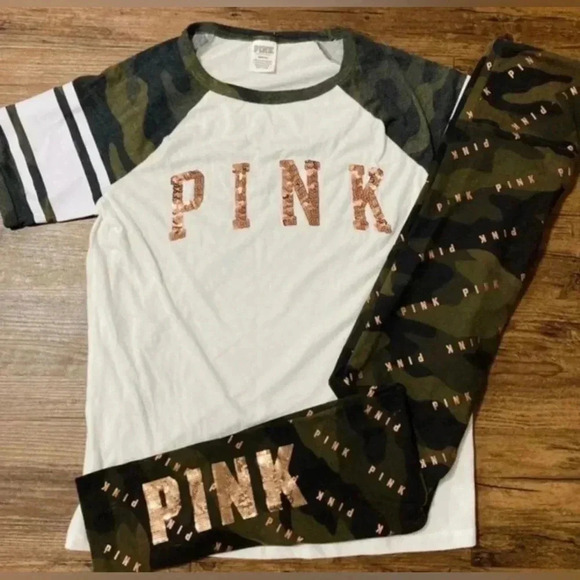 VS PINK CAMO BLING OUTFIT  SET L - Picture 1 of 7